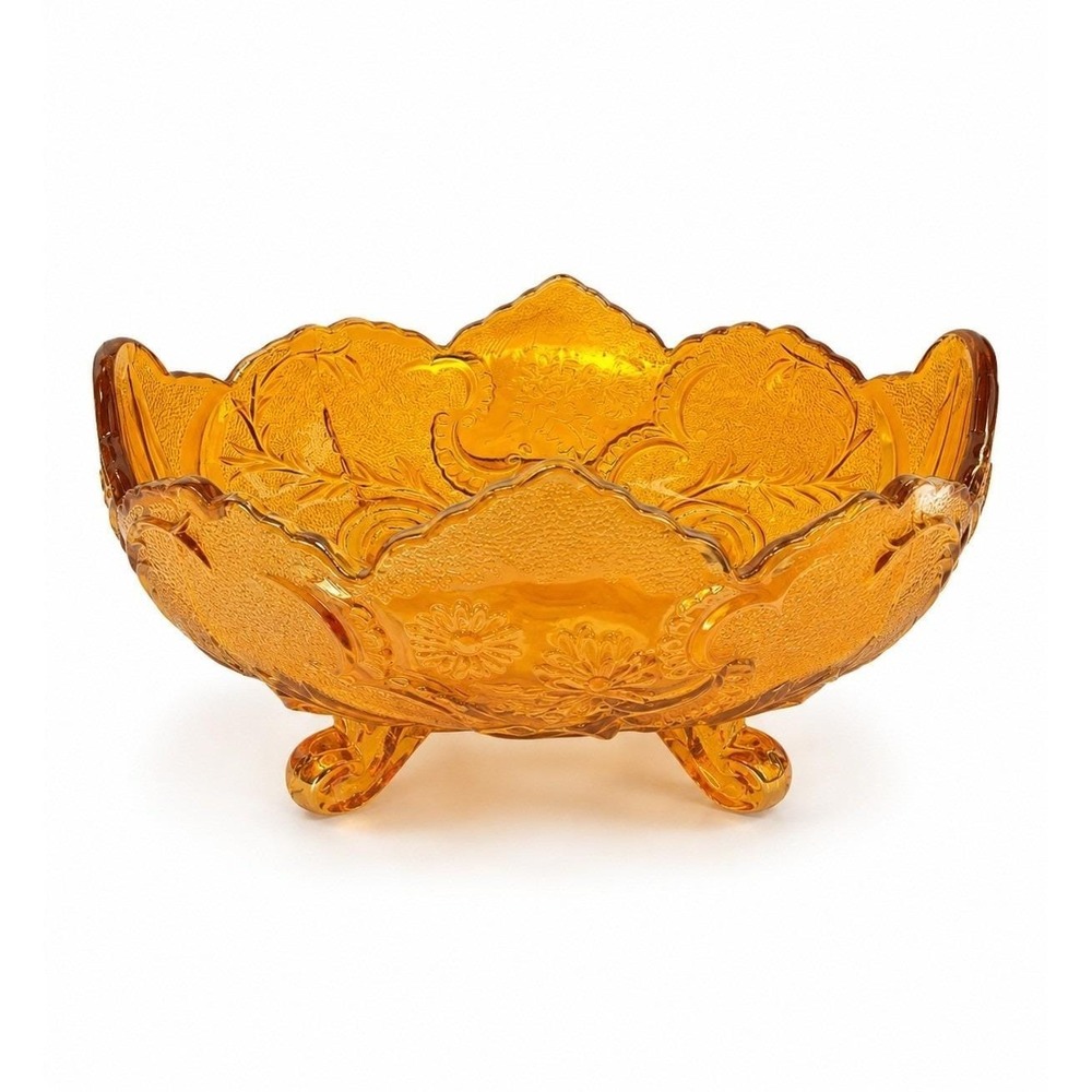 Floragold Louisa Pattern Jeannette Glass Small Oval Footed Iridescent Candy Bowl